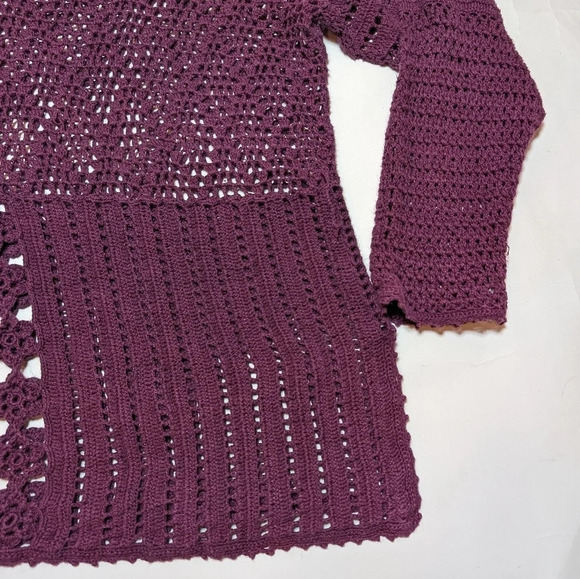 Vintage 22/24 Maggie Lawrence Plum Purple Knit Crochet  Patch Sweater Plus - Picture 10 of 10